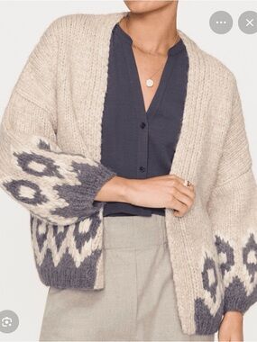 Brochu Walker Cardigan luxury Italian wool chunky knit diamond jacquard pattern